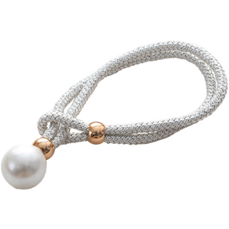2 pièces attaches rideau perles fines nœud argent blanc pour salon décoration fenêtre (1/5)