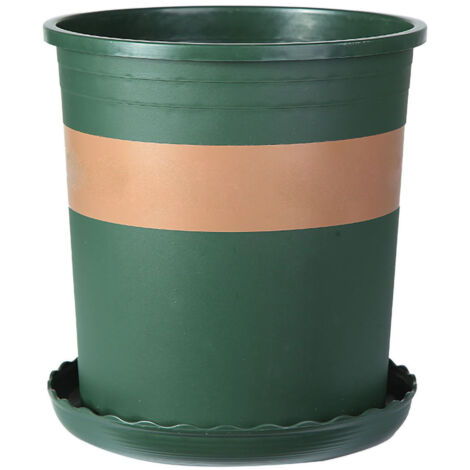 Pot de Fleurs Rond 5 Gallons en Plastique Vert avec Perforations pour Semis et Transplantation, 28x31x22 cm (1/5)