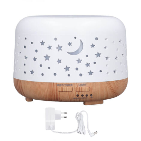 Humidificateur d'aromathérapie 300ml design grain de bois, silencieux avec lumière LED, 100-240V prise UE (1/5)