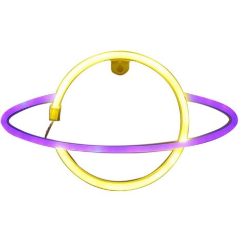Néon LED Planète Lumière USB ou Piles, Décoration Murale Chambre Fête Éclairage Ambiant (1/5)