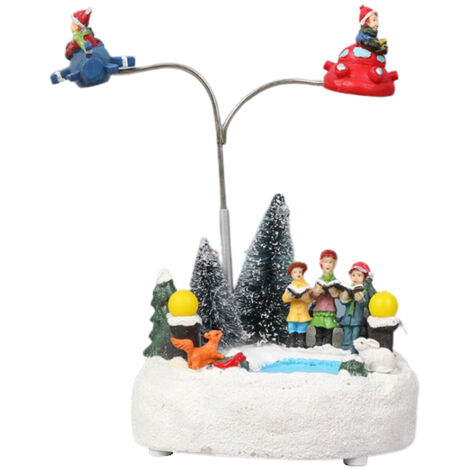 Boîte à musique lumineuse à LED rotative en résine pour Noël - Ornement et décoration de fête (1/5)