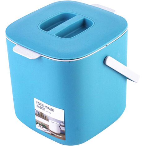 Poubelle de bureau détachable avec séparation humide/sec, portable avec poignée et couvercle pour voiture, cuisine, chambre, bleu clair (1/5)