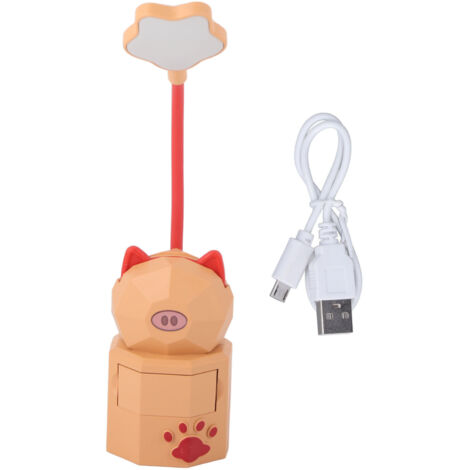 Lampe de chevet LED en forme de cochon, veilleuse enfantine pour chambre avec protection des yeux et recharge USB - Couleur jaune