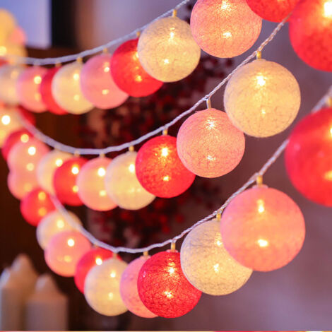 Guirlande Lumineuse LED 10 Lumières Boule Rose 2M à Piles Clignotante pour Noël Décoration (1/5)