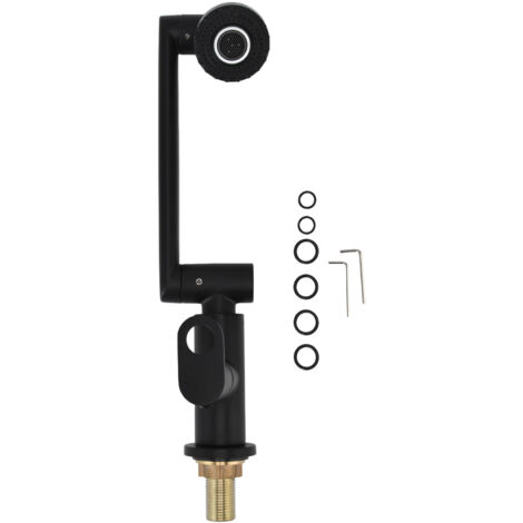Robinet de Salle de Bains Noir avec Rotation à Grand Angle, Robinet Simple Eau Froide en Acier Inoxydable G1/2 (1/5)