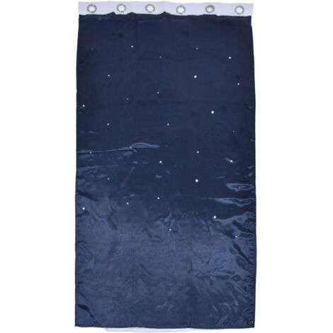 Rideau occultant en polyester respirant pour chambre, salon ou salle de classe, couleur bleu foncé, design droit et naturel (1/5)