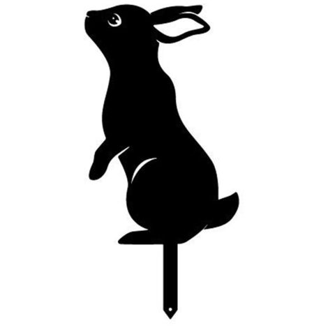 Statue de Lapin Métal Art Déco 2D, Figurine Animale pour Jardin Extérieur, Décoration Pelouse (1/5)