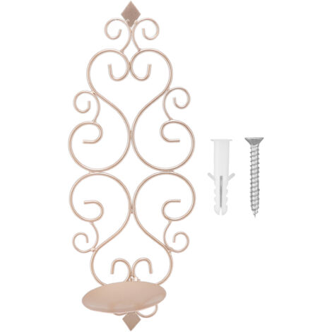 Support Murale en Fer à Bougies Pliant, Socle Applique Doré Champagne pour Décoration d'Intérieur (1/5)