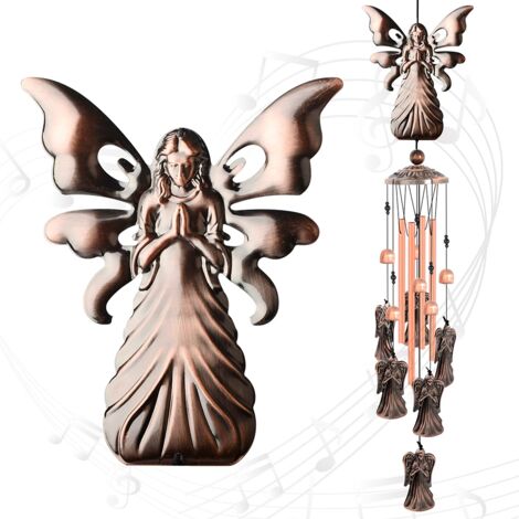 Carillon à Ange Métallique - Décoration Jardin Extérieur, Cadeau Rétro pour Maman et Grand-Mère, Idée Cadeau Saint-Valentin