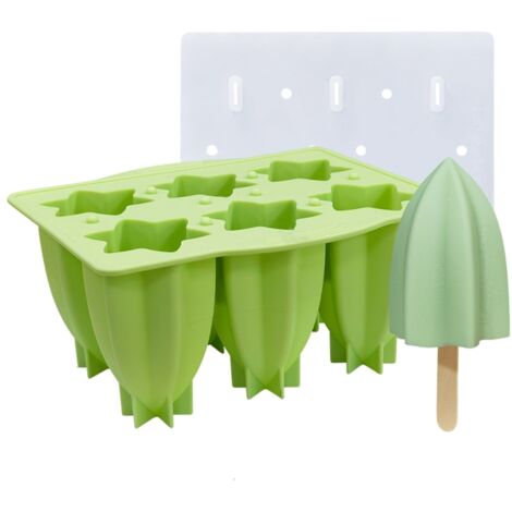 Moule à Glace Silicone 6 Cavités Carambola avec Couvercle pour Sorbets et Popsicles DIY (1/5)