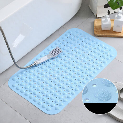 Tapis de bain antidérapant avec ventouses PVC pour douche et baignoire, couleur bleu ciel, dimensions 35 x 70 cm (1/5)