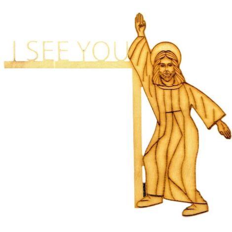 Jésus, je te vois - Décoration murale amusante en bois pour angle de porte, signe décoratif amovible (1/5)