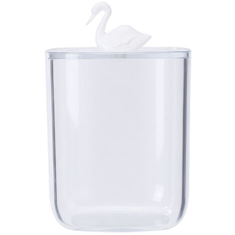 Boîte de Rangement pour Coton-Tige Transparente Multifonction avec Couvercle pour Salle de Bain Cygne Élégant (1/5)