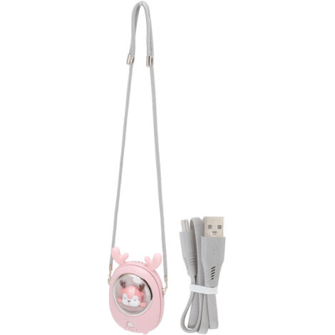Ventilateur de cou portable sans pales, 3 vitesses, rechargeable USB, silencieux et multifonction pour animaux mignons
