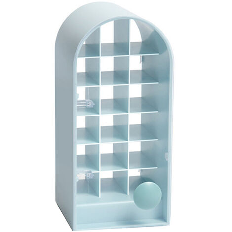 Étagère de Rangement 18 Emplacements pour Rouges à Lèvres, Organisateur Anti-Poussière ABS pour Maquillage Cosmétique Bleu (1/5)
