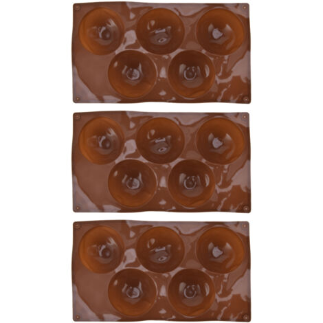 3 Moules en Silicone Ronds 5 Cavités pour Chocolats, Biscuits et Pâtisseries - Lot de 3 - Qualité Alimentaire (1/5)