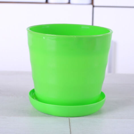 Pot de Fleurs Flexible Moderne Rond avec Soucoupe Amovible pour Jardin Bureau Balcon Vert Grande Taille (1/2)