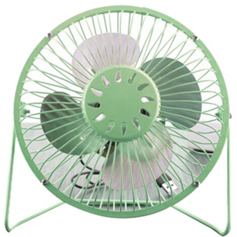 Ventilateur de bureau USB 4 pouces, mini ventilateur métallique vert, ventilateur personnel pour air frais et circulation