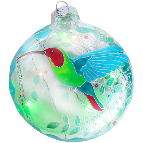 Décoration de Noël suspendue pour arbre - Boule acrylique plane avec oiseau - Cadeau fête de Noël 2022 (1/5)