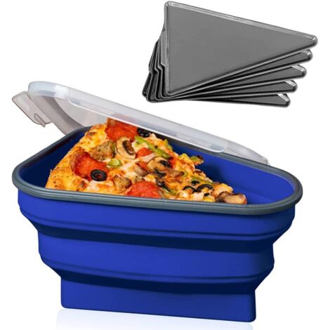 Boîte à Pizza Réutilisable en Silicone Alimentaire avec 5 Plateaux Micro-ondes, Rangement pour Parts de Pizza Ajustable (1/5)