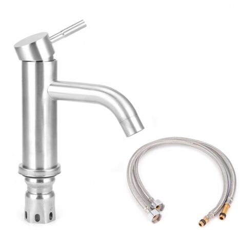 Robinet de Cuivre avec Poignée Ronde en Acier Inoxydable G1/2 pour Cuisine et Salle de Bain, Eau Chaude et Froide (1/5)