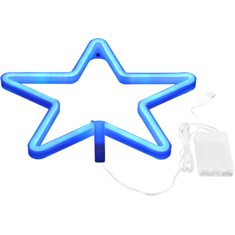 Enseigne lumineuse LED étoile bleue pour anniversaire et salon, alimentation USB ou piles (1/5)
