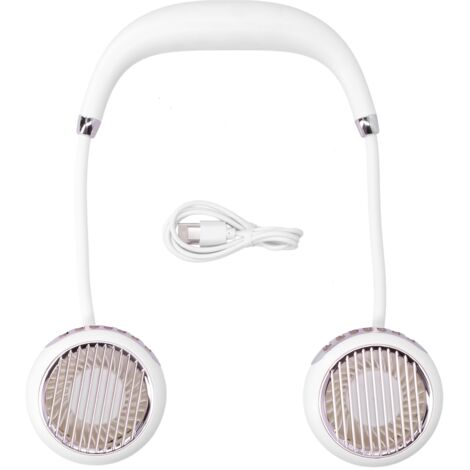 Ventilateur de cou rechargeable USB, portable et ajustable pour l'été en extérieur