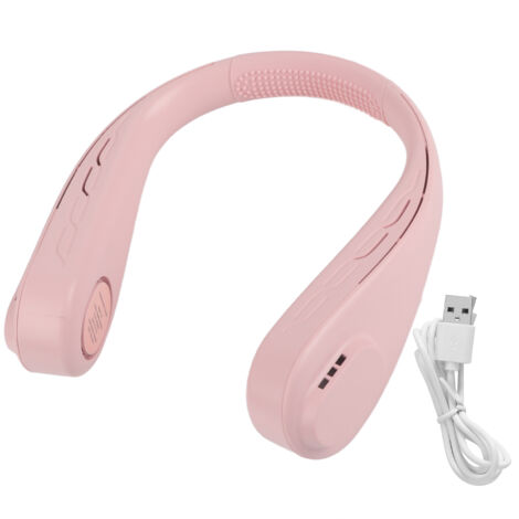 Ventilateur de cou portable réglable rose - Mini ventilateur USB pour extérieur et maison