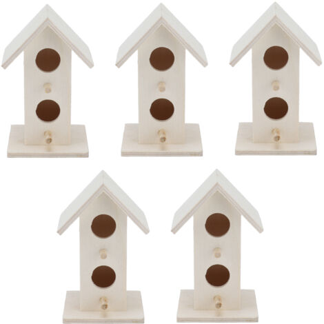 5 Maisons d'oiseaux en bois résistantes aux intempéries pour jardin, nichoirs pour mésanges, pinsons et merlebleus (1/5)