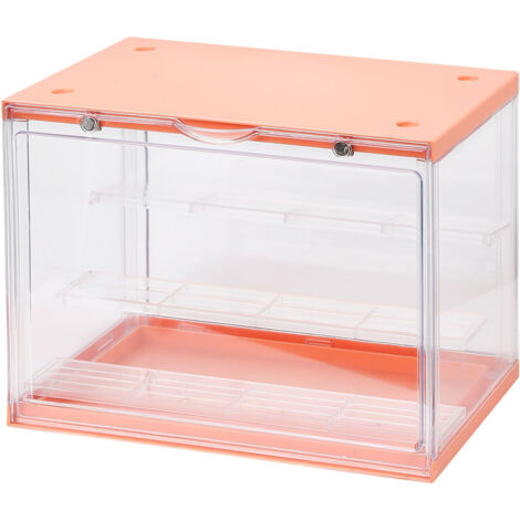 Boîte de présentation magnétique transparente pour figurines de collection, étui d'exposition stable orange pour poupées et personnages (1/5)