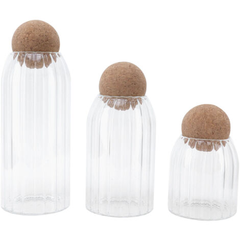 3 Bocaux en Verre avec Bouchon Liège pour Stockage Alimentaire Thé Café Céréales Hermétique (1/5)