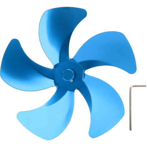 Pale de ventilateur de poêle 5 pales en alliage d'aluminium pour une meilleure circulation d'air chaud - Accessoire ventilateur de cheminée bleu (1/5)