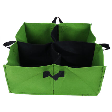 Sac de Culture Carré 4 Cases en Tissu Non-Tissé Écologique pour Semis et Plantes d'Extérieur (1/5)