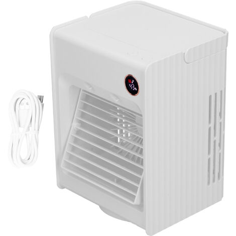 Ventilateur Brumisateur Oscillant 2 en 1 avec LED et Port USB - Rafraîchisseur d'Air de Bureau pour Maison - Blanc