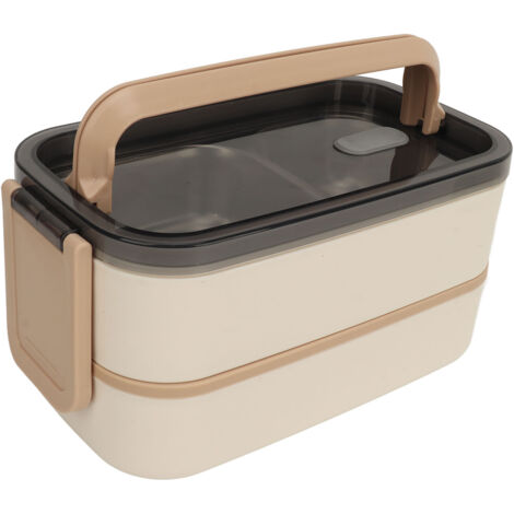 Boîte Bento Isotherme Acier Inoxydable 1400ml avec Couverts - Empilable, Double Couche, Khaki (1/5)