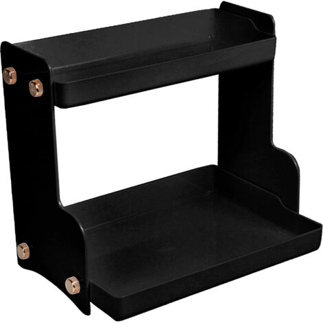 Étagère de Rangement Cosmétique Double Étage, Stable et Élégante pour Bureau, Salon ou Chambre, Noir (1/5)