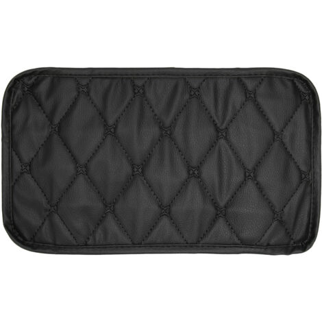 Coussin de boîte à accoudoir imperméable anti-poussière en simili cuir, rangement voiture, noir avec surpiqûres noires (1/5)