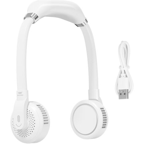 Ventilateur de cou portable rechargeable USB 2000mAh, silencieux pour sport et maison