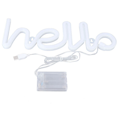 Enseigne LED Néon "Hello" Lumière Murale Rose - Alimentation USB/Batterie pour Mariage & Fêtes (1/5)