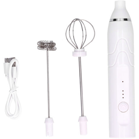 Mousseur à Lait Électrique 3 Vitesses, Mélangeur Multifonction Portable avec Recharge USB (Blanc) (1/5)