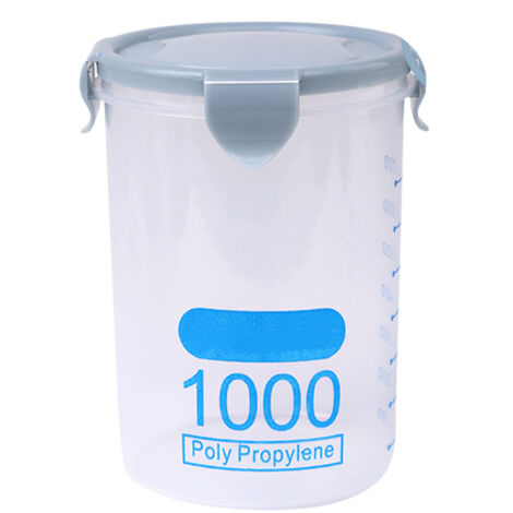 Boîte de Rangement Alimentaire 1000ml Plastique Empilable Hermétique pour Céréales et Aliments Secs, Organisation de Cuisine Bleue (1/5)