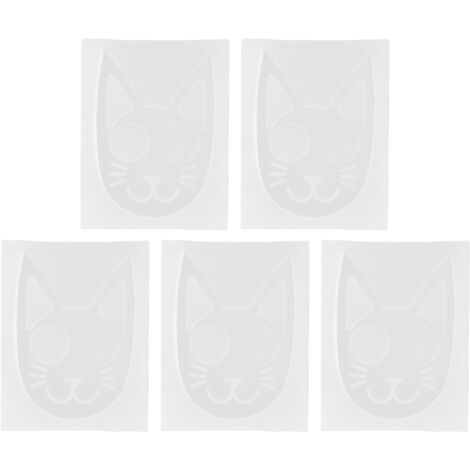 5Pcs Moule en Forme de Tête de Chat en Silicone Artisanal pour Décorations et Porte-clés Créatifs (1/5)