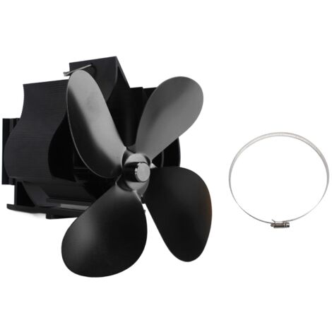 Ventilateur de cheminée à 4 pales, alimenté par la chaleur, pour poêle à bois - Noir (1/5)