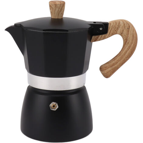 Cafetière Moka Octogonale en Aluminium Portable, 6 Tasses Noir - Pour Café Maison et Camping (1/5)