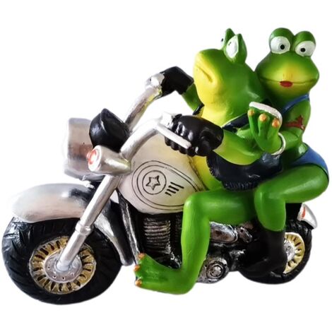Décorations de Jardin Grenouilles en Résine pour Extérieur - Figurines Artisanales de Grenouilles à Motocyclette
