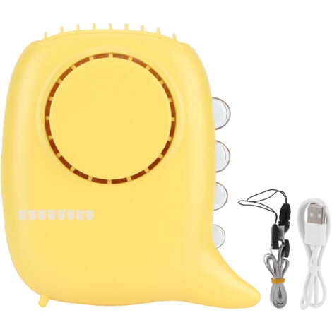Ventilateur de cou portable USB rechargeable 3 vitesses jaune - Ventilateur personnel mini ventilateur