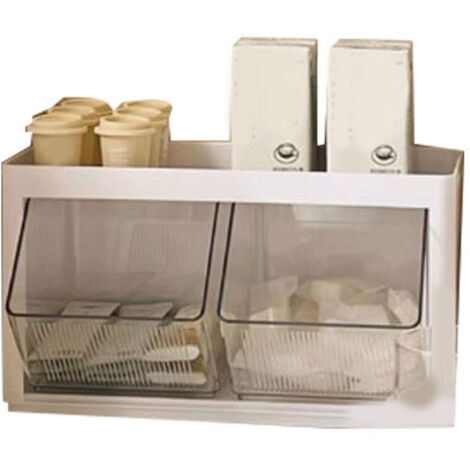 Boîte de Rangement à Suspension pour Sachets de Thé et Capsules de Café Multifonctionnelle - Blanc (1/5)