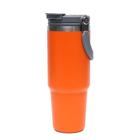 Gourde isotherme en acier inox 890ml, tasse thermique portable avec poignée pour voyage, sport et salle de gym.