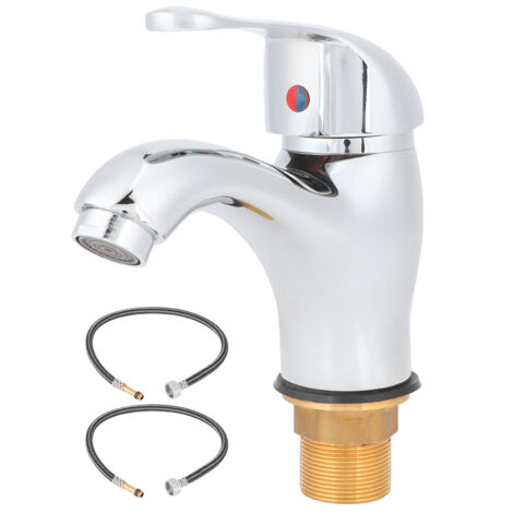 Robinet de Cuivre G1/2 pour Évier de Salle de Bain, Mitigeur Eau Chaude et Froide (1/5)