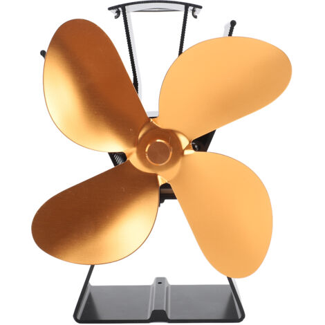 Ventilateur de cheminée à énergie thermique 4 pales trapézoïdales vertical doré pour poêle à bois (1/5)